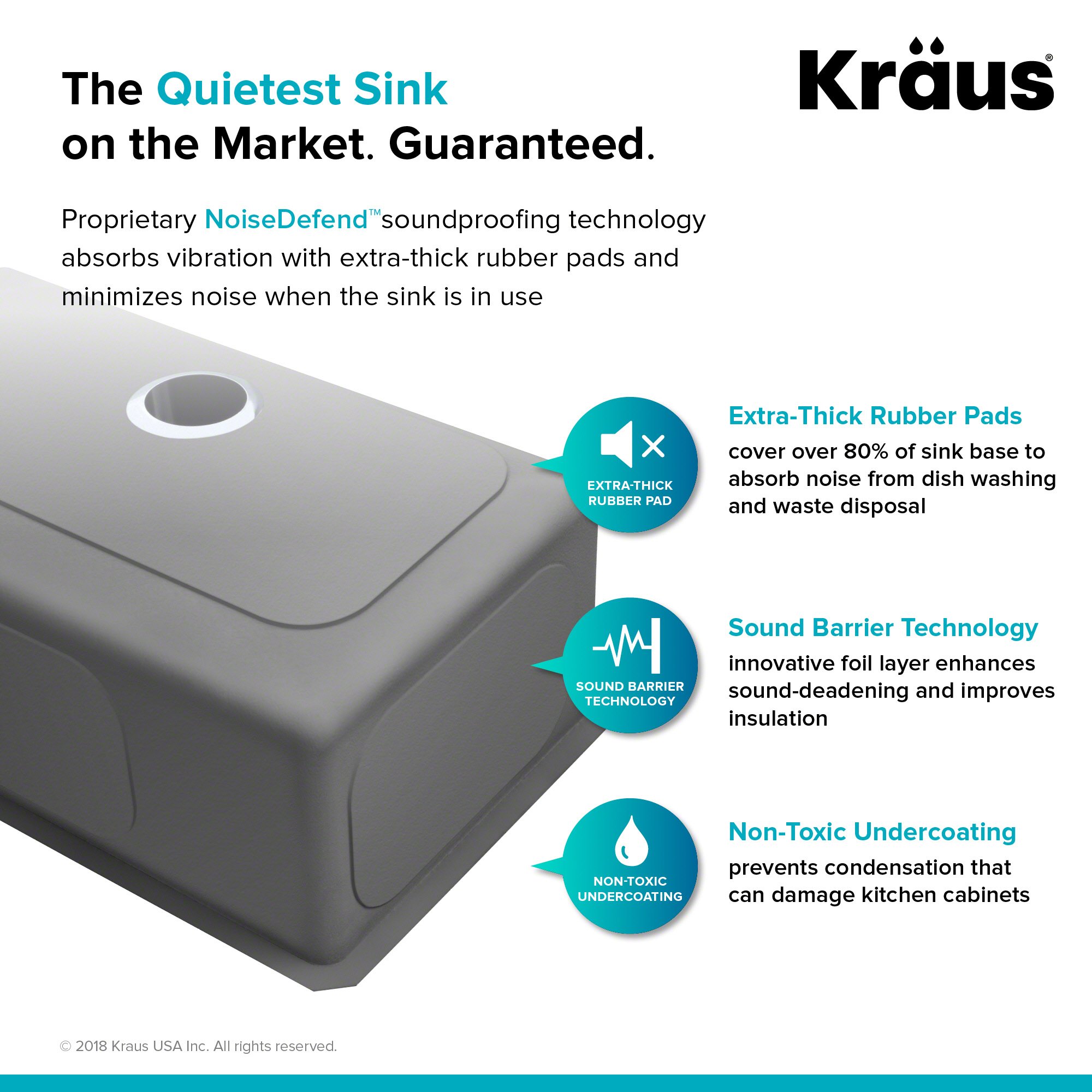 Kraus Kitchen Sinks Undermount - 33 Inch Stainless Steel Kitchen Sink, 60/40 Double Bowl, 16 Gauge, Model KHU103-33