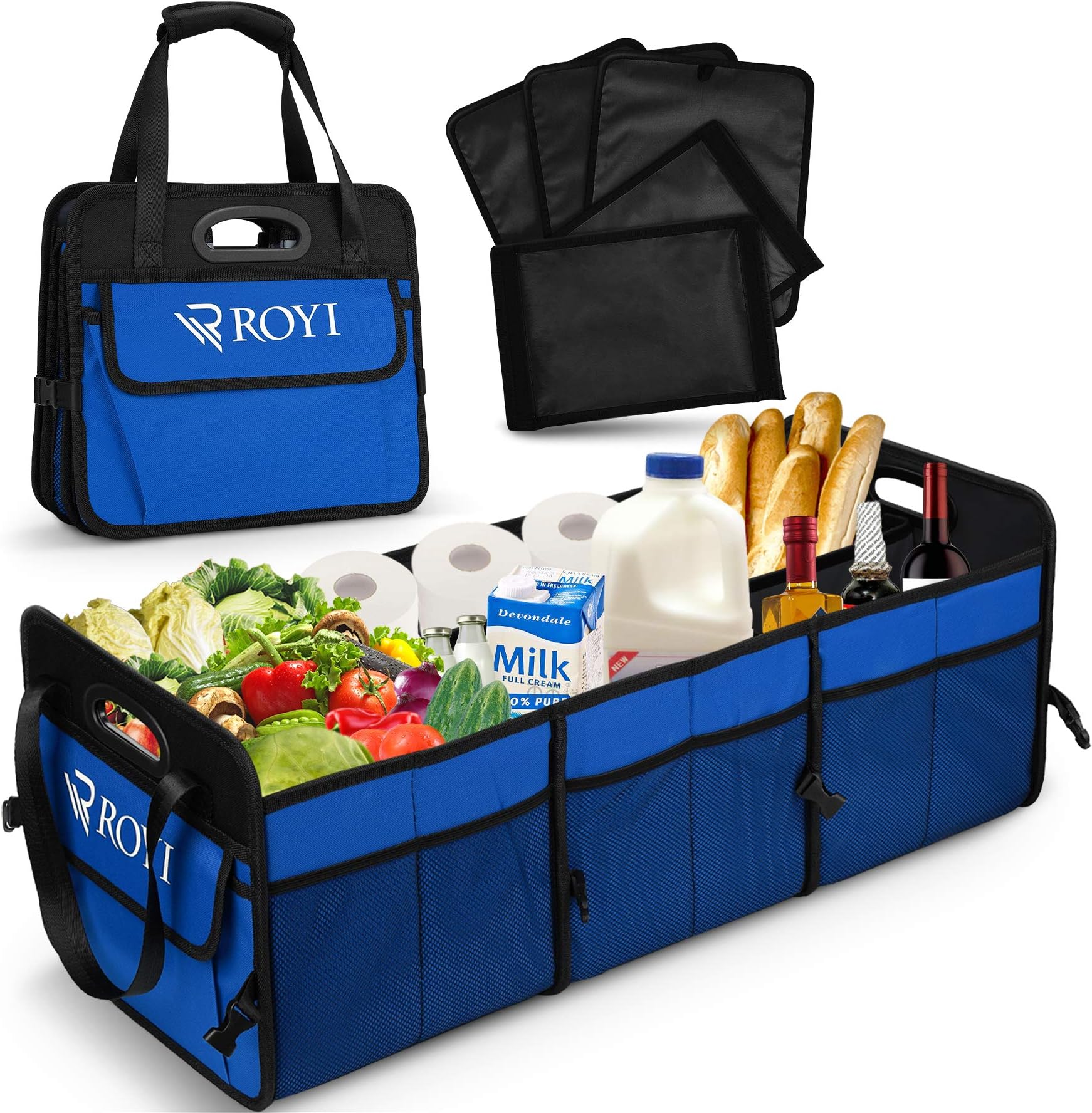 Cargo Storage, BOVN Collapsible Car Trunk Organizer with Toolbar & 3 Anti-Slip Straps Car Trunk Storage Organizer No Bad Smell Compatible with SUV Car Truck Auto