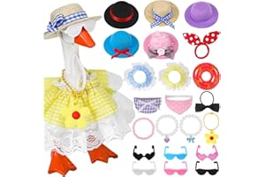 6 Sets Mini Desk Goose Outfits 7 Inches Mini Desk Goose Clothes with Cute Felt Hat Necklace Dresses and Sunglasses for Magnet