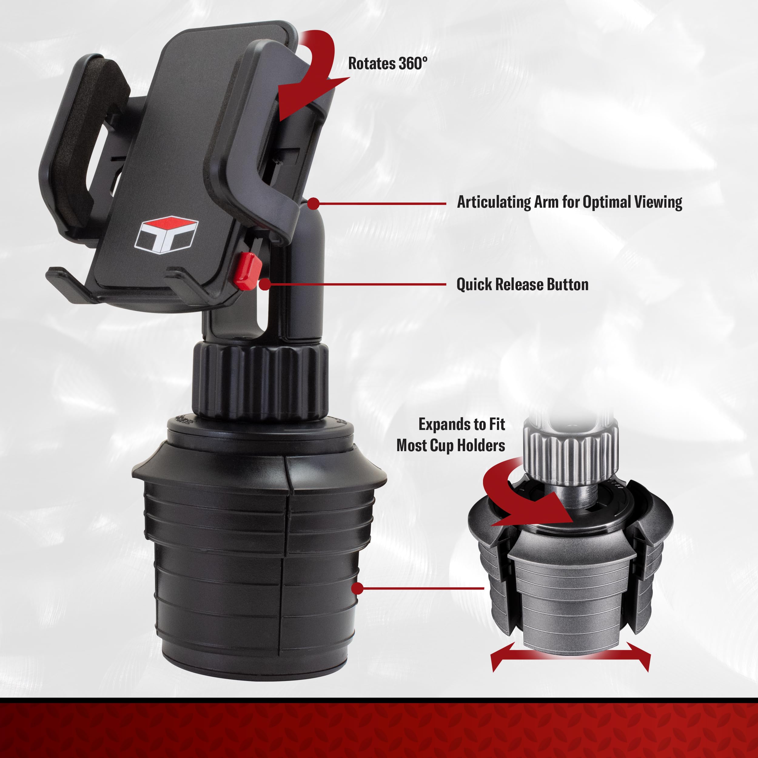 Tuff Tech Cradle Cup Mount Phone Holder, Universal Car Phone Holder