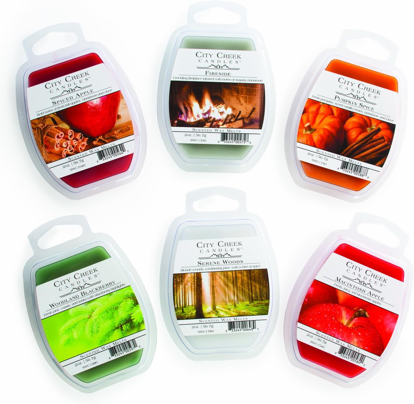 City Creek Candles 6-Pack Variety Wax Melts, 2-Ounce, Fall Group