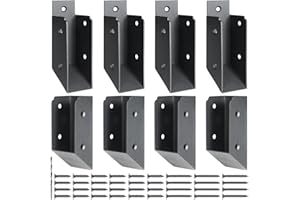 AECXM 201 Stainless Steel 2" x 4" (1 ½" x 3 ½" Actual) Deck Railing 35° Stair Connectors, for Deck Railing Stair Handrail Connection Installation Deck Railing Bracket (4 Pair-Black)
