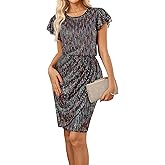 GRACE KARIN Women's Sparkly Sequin Dress Cap Sleeve Party Cocktail Holiday Dress Elegant Glitter Sparkly Dresses for Women