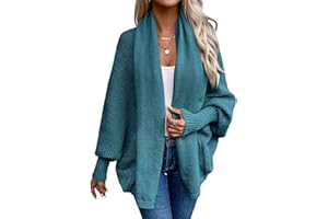 KIKX0DE Womens Oversized Cardigan Kimono Bat-Wing Sleeve Oversized Wrap Sweater Open Front Knit Cardigan Casual Fall Sweater