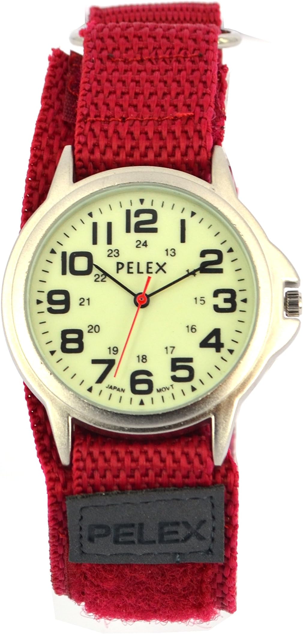 PELEX Red Webbing Strap Watch Luminous Watch (Glow in The Dark)