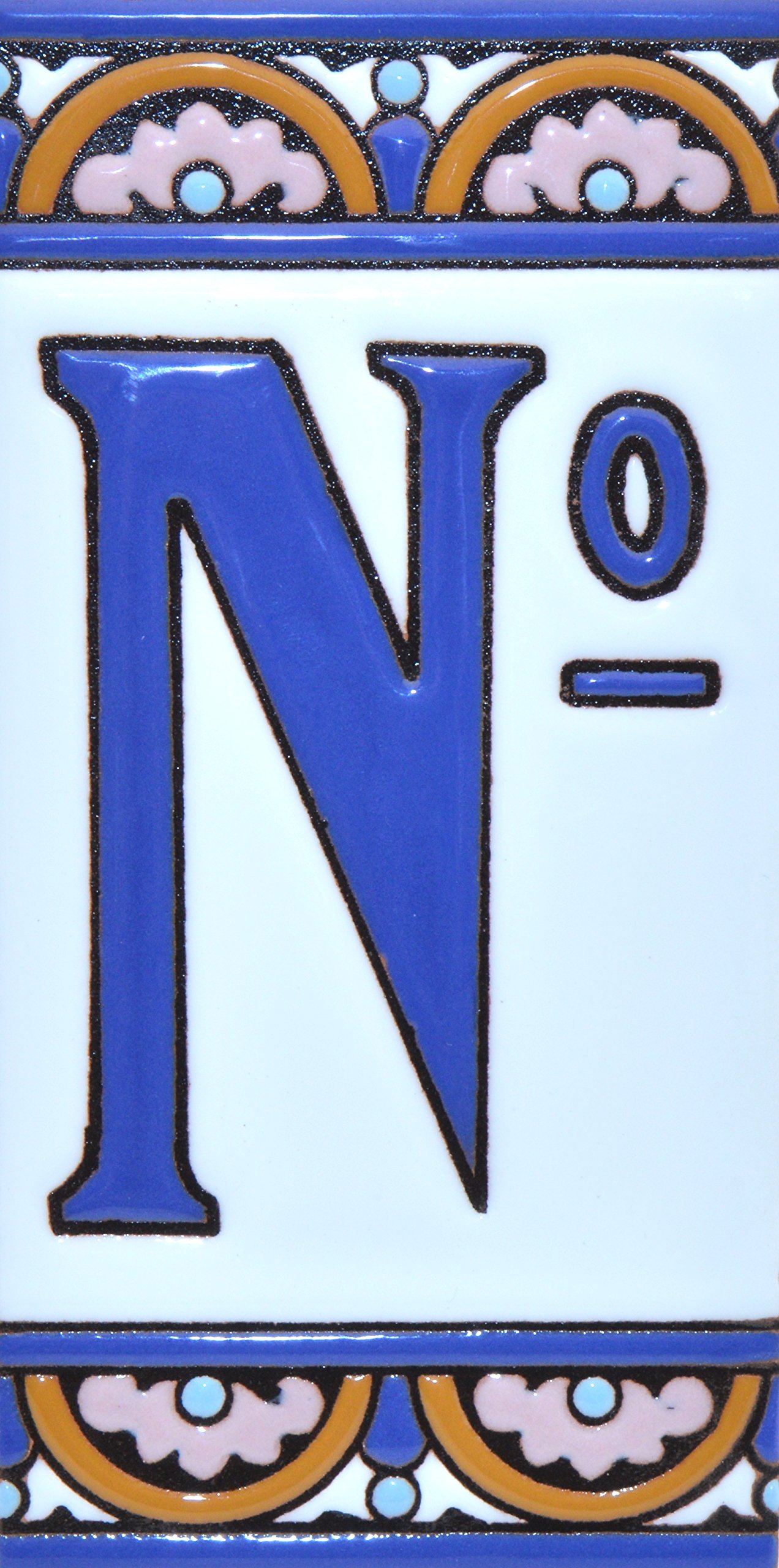 House numbers 6 inch. Handpainted house number tiles for signs, addresses and names. Address numbers for houses. House address numbers and letters. Design ARCO GRANDE 5,86" x 2,91" (NUMBER Nº)