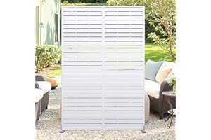 Freestanding Metal Privacy Screen for Balcony & Patio - Decorative Outdoor Divider Panel with Stand - Weather-Resistant, Easy