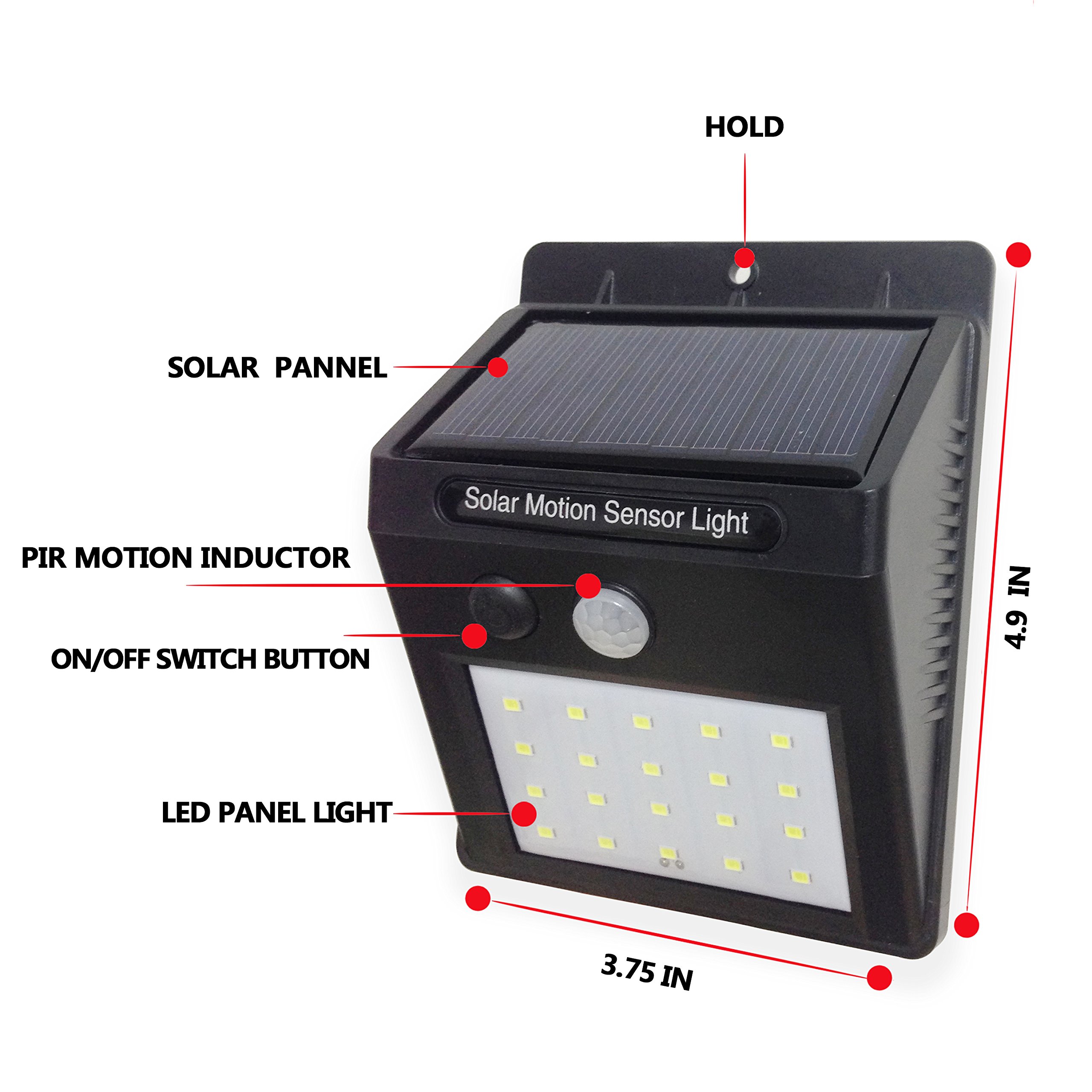 Solar Motion Sensor Light 20 LED Water-Proof Wireless Wall Light for Garden Outdoor Yard Corridor