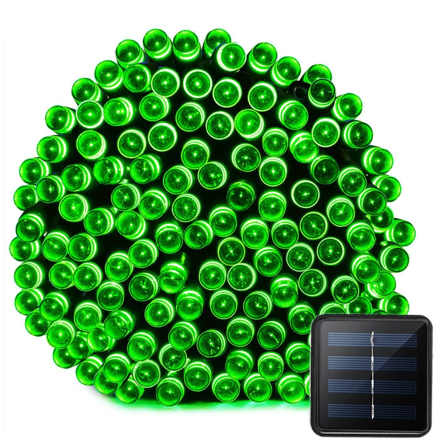 VMANOO Solar Christmas Lights, Happy St. Patrick's Day 72ft 22m 200 LED 8 Modes Solar String Lights for Outdoor, Indoor, Gardens, Homes, Party, Wedding, Halloween Decorations, Waterproof (Green)