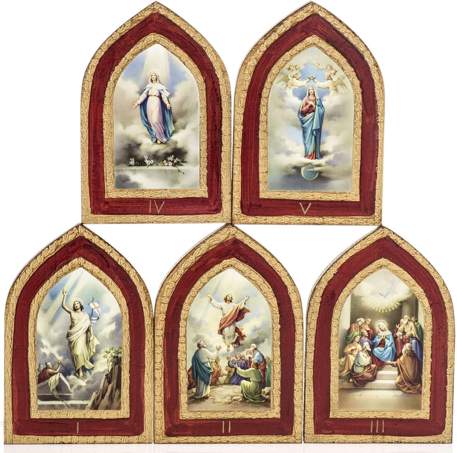 Paintings - Holyart Glorious Mysteries, Prints on Wood 5 Pictures