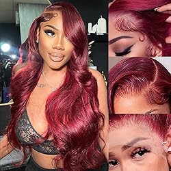 22Inch 99J Body Wave Lace Front Wigs Human Hair Pre