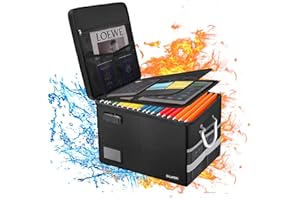 BALAPERI Fireproof Document Box with Lock, Portable File Box with Handle, Locking File Organizer Storage Box for Legal/Letter Size Hanging Folders, Collapsible,16.1" x 12.9" x 11"