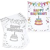Gift Boutique 24 Pcs 5" x 7" Happy Birthday Cards Color Your Own Sheets Coloring Activity Card for Friends Family Kids Grandchildren Students Crafts
