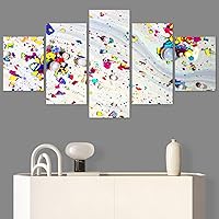 SIGNWIN 5 Panel Canvas Wall Art Abstract Closeup Digital Art Modern Artwork for Home Decorations Ready to Hang - 60