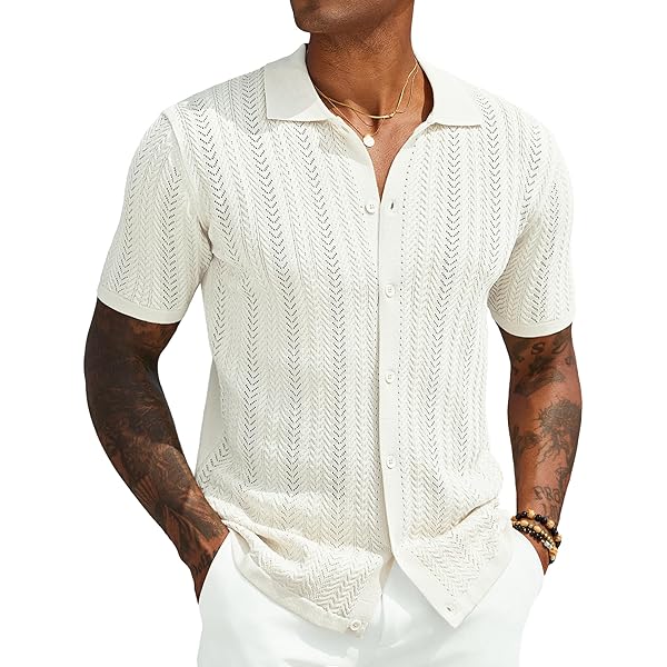 SYUMAN 24SS Crochet Short Sleeve Shirt ⁡ Half Crochet Pattern Short Sleeve Button Up Shirt - White
