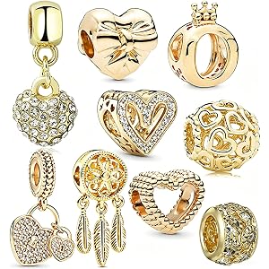 Doyafer 9 Pack Charms Silver Pendant for Pandora Bracelets and Necklaces Charms for Women's Necklace Bracelet Birthday Holiid