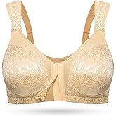 Wingslove Women's Front Closure Minimizer Bra Full Coverage Wirefree Comfort Bras Non Padded Plus Size