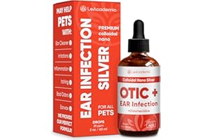LEACADEMIC Dog Ear Infection Treatment | OTIC+ Ear Infection Treatment for Dogs & Cats | Cat Cleaner Drops | Chlorhexidine Wash for Pets | Helps with Otic Irritations & Itchings | Nano Silver | 2 Oz