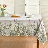 Horaldaily Spring Summer Tablecloth 60 x 84 Inch Rectangular Wild Flowers | Floral Fall Washable Table Cover for Party Picnic Dinner Decor
