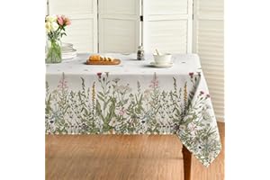 Horaldaily Spring Summer Tablecloth 60x84 Inch, Wild Flowers Floral Table Cover for Party Picnic Dinner Decor