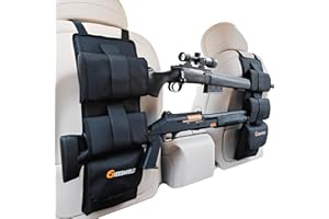 GIEESHIELD Truck Gun Rack（Set of 2）, Seat Back Gun Rack with Adjustable Straps, 600D Oxford Cloth, Universal Rifle Holder, PVC Coated, Secure Storage Pockets for Hunting Gear, Easy to Install Vehicle Gun Rack