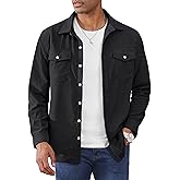Cotrasen Men's Corduroy Shirt Jacket Button Down Long Sleeve Ribbed Shacket Lightweight Overshirt with Flap Pockets