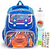 Lightning McQueen Mini Backpack Set - Bundle with 12" Disney Cars Small Bag, Water Bottle, Stickers, More | Pixar School Supplies for Kids
