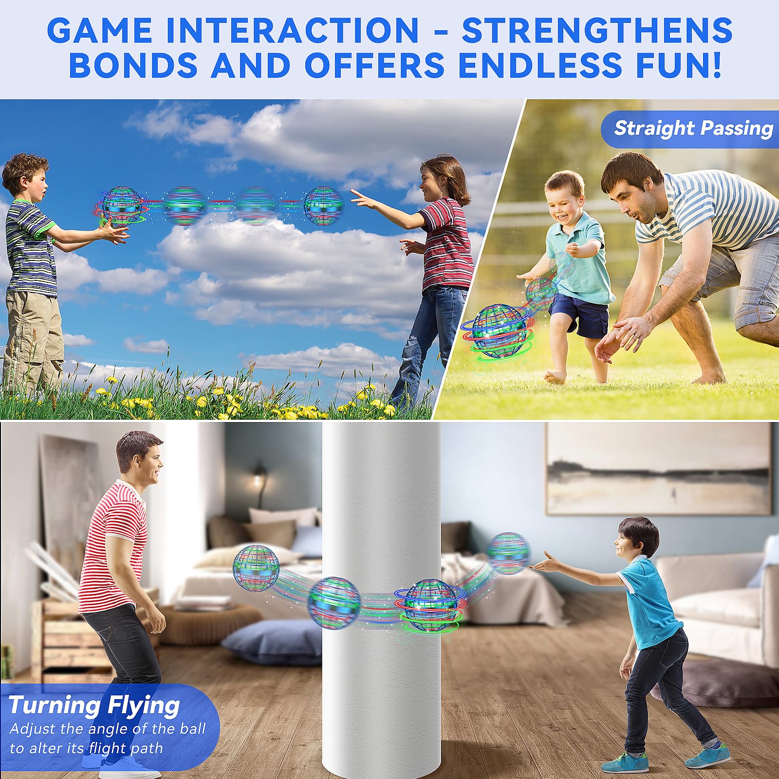 2025 AI Flying Orb Ball Toy, Cosmic Globe Boomerang Hover Ball Galactic Fidget Spinner, Cool Stuff Toys for 6 7 8 9 10 11 12+ Year Old Boys Girls Teens Indoor Outdoor Toys(Blue)