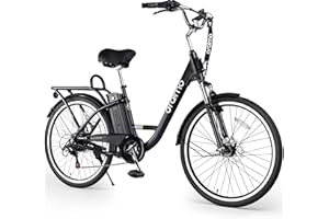 Oraimo Electric Bike for Adults 3.5H Fast Charge Up to 40 Miles Removable Battery,350W(Peak 500W) 26" City Cruiser Ebike 2X Load Rear Rack,Air Saddle,7 Speed Gear,SGS Certified Complies to UL 2849