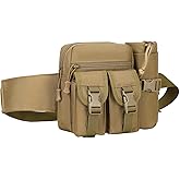 ArcEnCiel Tactical Fanny Pack with Water Bottle Holder - Waist Bag Military Bum Bag for Men & Women, Outdoor Hiking, Fishing, Camping (Coyote Brown)