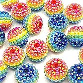 Sqqzuie 20mm 20PCS Rhinestone Beads for Pens, Sparkle Clay Bead, Shiny Shamballa Disco Ball Design Bulk,Round Rhinestone Beads for Jewelry Making, Bracelets Earrings DIY Crafts Decoration