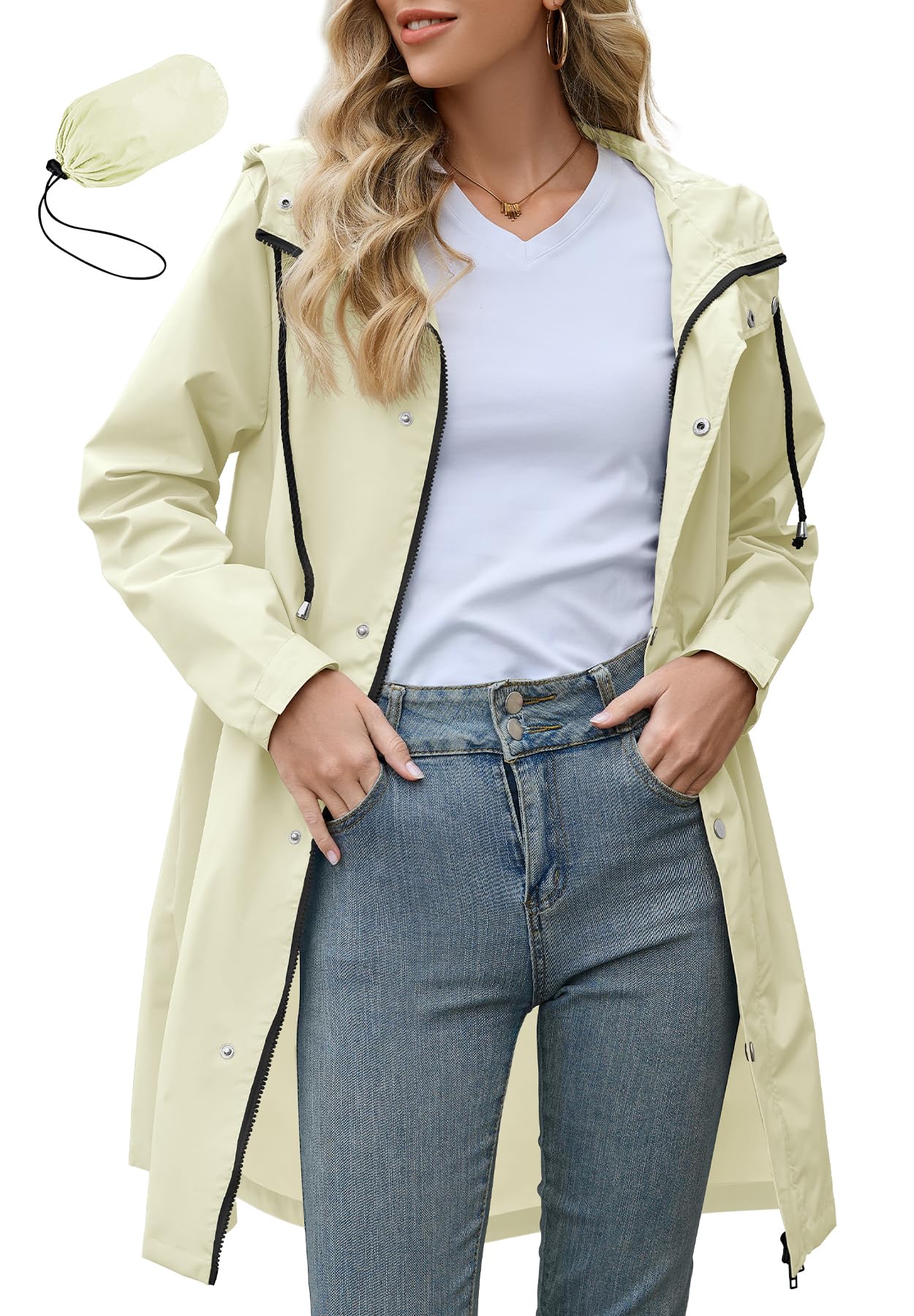 Zando Womens Plus Size Rain Jacket with Hood