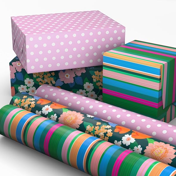 Birthday Holiday Kraft Set (4 Rolls, 120 Sq. Ft Wrapping Paper