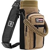 NATURE PIONEOR Water Bottle Holder with Adjustable Strap - 25/32/40oz Insulated Water Bottle Carrier Sling Sleeve with Paracord Handle & 2 Storage Pockets, Hiking, Camping, Gym