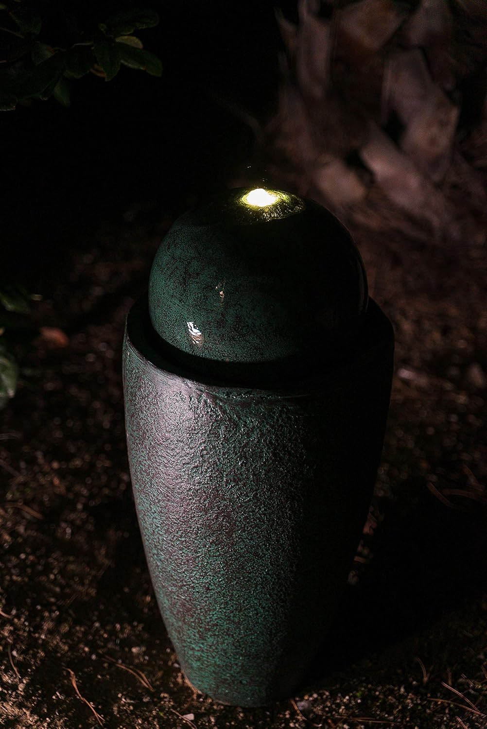 XBrand GE2612FTGN Modern Stone Textured Round Sphere Water Fountain w/LED Lights Indoor/Outdoor Décor, Green: Garden & Outdoor
