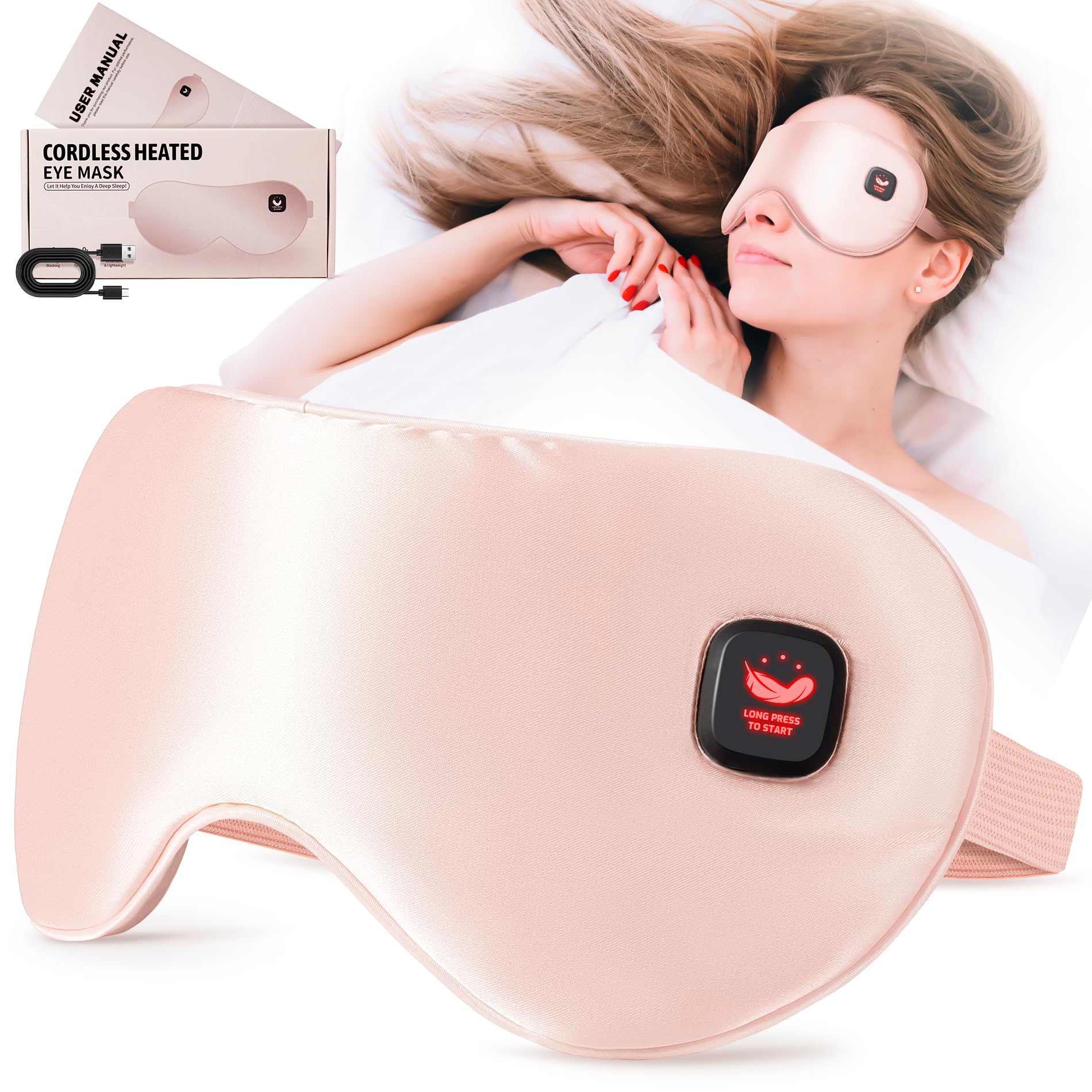 Photo 1 of Heated Eye Mask, Cordless Warm Eye Compress for Dry Eyes, Blepharitis,Light Blocking Heat Eye Mask for Men Women, Electric Warm Eye Mask for Airplane Sleeping,Blackout Eye Mask for Travel