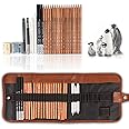 29 Pieces Professional Sketching & Drawing Art Tool Kit With Graphite Pencils, Charcoal Pencils, Paper Erasable Pen, Craft Knife-Lightwish (without Sketchbook, with Canvas Rolling Pouch）…