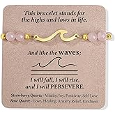 Quietsun Easter Basket Stuffers Teens Girl Gift Teenage Her Women Birthday Gifts Ideas 12 14 16 Year Old Rose Quartz Protection Wave Bangle Bracelet Christmas Stocking Valentines Day