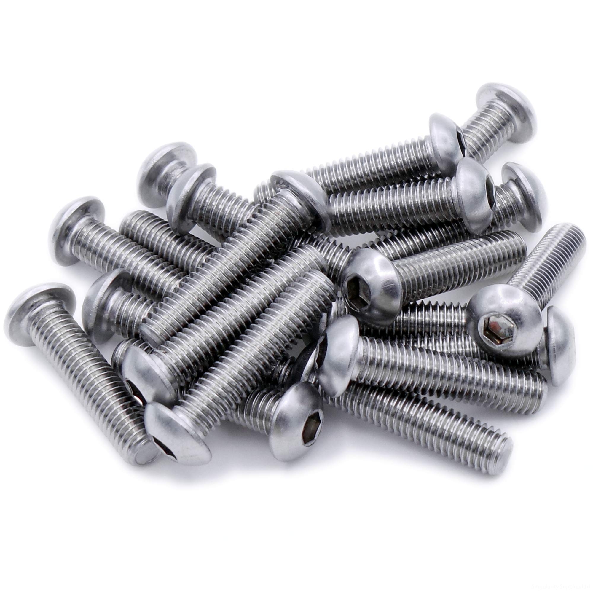 M5 (5mm x 25mm) Hex Socket Button Machine Screw (Bolt) - Stainless Steel (A2) (Pack of 20)