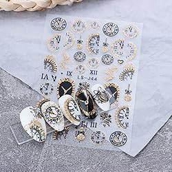Gold Nail Art Stickers, Wave Line Chains Flame