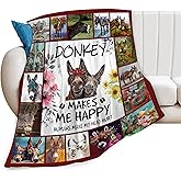 Donkey Blanket Soft Cozy Donkey Plush Throw Blanket Farm Donkey Bedding Stuff Decor Warm Lightweight Animal Flannel Fleece Blanket Gifts for Lover Girls Kids Boys Women Adults 40"x50"