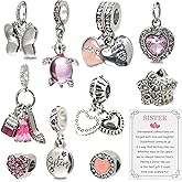 PANTIDE 11Pack Silver Spacer Beads Charms for Bracelets and Necklaces - Zinc Alloy Dangle Pendant DIY Jewelry, Birthday Christmas Gifts for Women