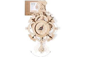 JIGTOY 3D Puzzles for Adults Wooden Clock kit DIY Build Mechanical Wall Clock Hanging Pendulum Clock Puzzle Gift for Aldult and Teens