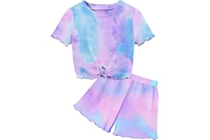 MIGU Toddler Girls Clothes Summer Outfits Sets with Short Sleeve T-Shirt Top + Girls Casual Pants +Headband 3Pcs Set
