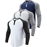 Liberty Pro 3 Pack Mens Waffle Henley Thermal Long Sleeve Shirts, Casual Fitted Fall Shirts for Men