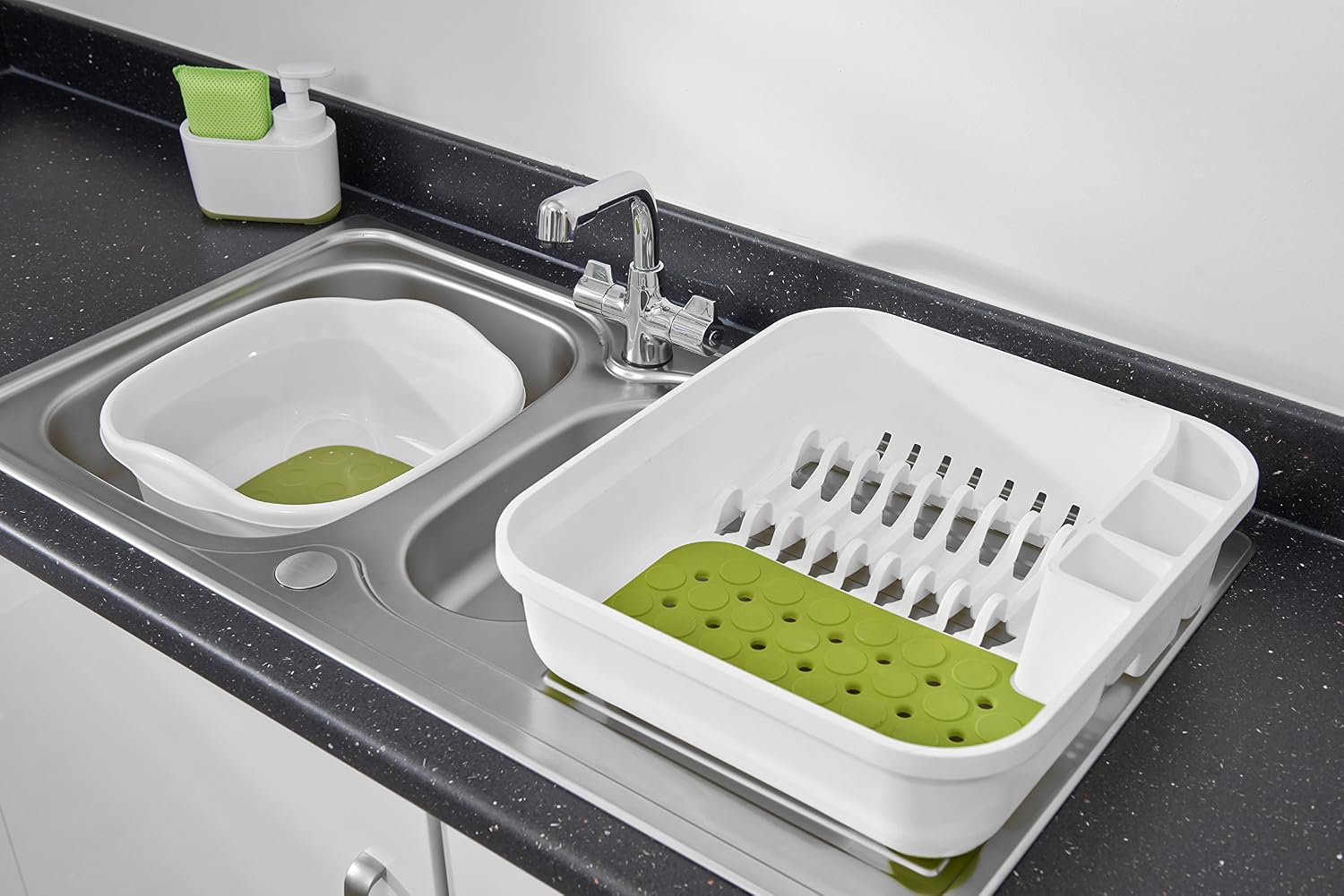 Addis 517604 Plastic Premium Dish Drainer White/Green, 38 x 41 x 11 cm ...
