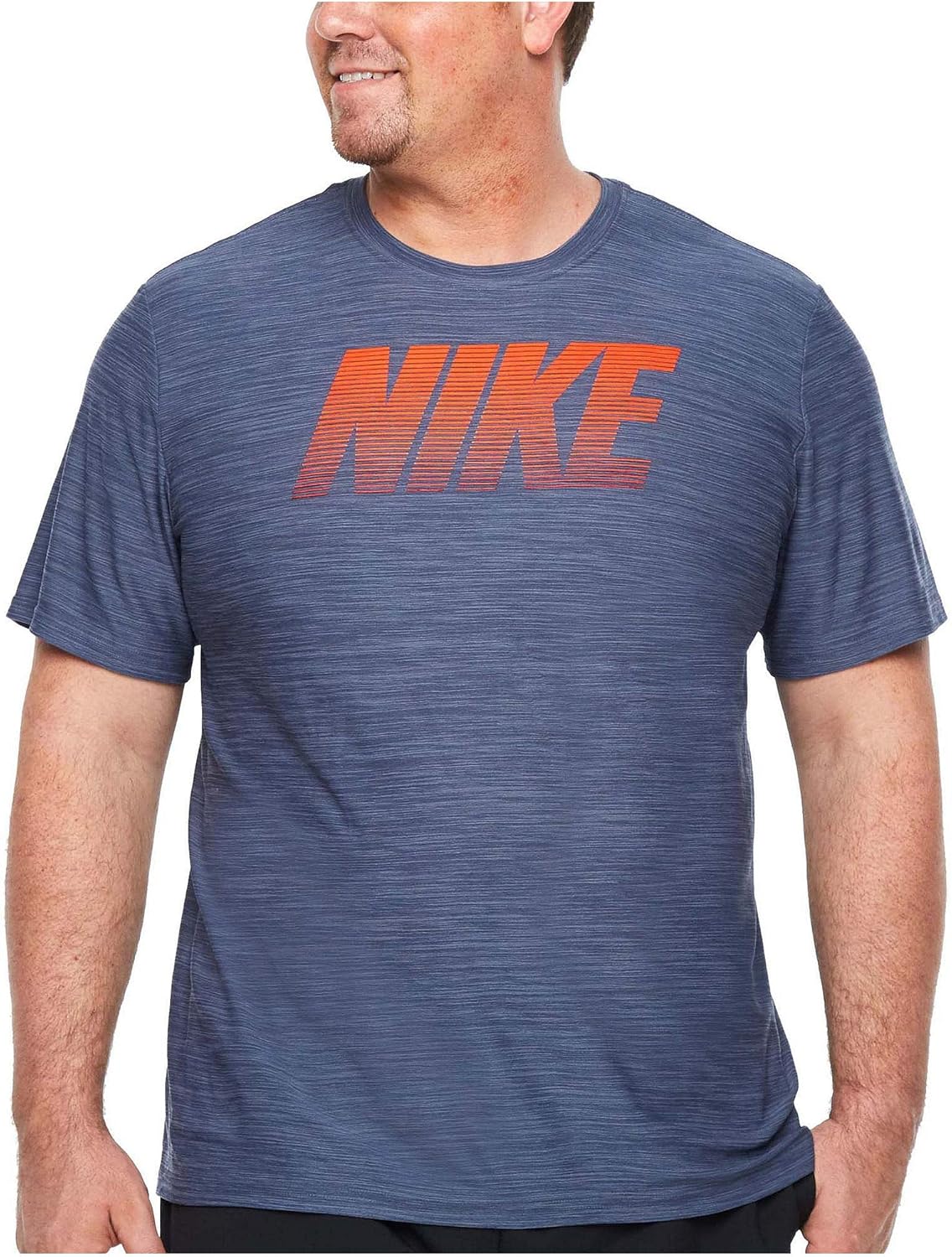 NIKE Men's Big and Tall Breathe Training TShirt Top with DriFit Technology (Lt Carbon Blue, 4X