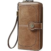 TFKGS Wallet for Women RFID Blocking Leather Large Capacity Card Holder Ladies Phone Clutch Travel Long Purse Wristlet | RFID Blocking, Leather, Large Capacity, Ladies, Travel