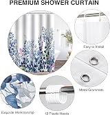 WELTRXE Blue Eucalyptus Shower Curtain 183x183 cm with 12 Hooks view 4