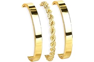 Gokeey Gold Bracelets for Women Non Tarnish Dainty 14K Gold Plated Bangle Cuff Bracelets Stack for Women,Waterproof Stackable Bracelet Gold Jewelry Trendy Gifts Adjustable